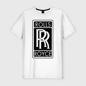 Мужская футболка премиум с принтом Rolls-Royce в Белгороде, 92% хлопок, 8% лайкра | приталенный силуэт, круглый вырез ворота, длина до линии бедра, короткий рукав | Тематика изображения на принте: rolls royce | rr | автобренды | автолюбителям | бренд | логотип | ролл ройс | ролс ройс