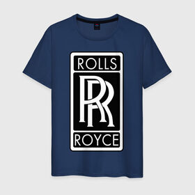 Мужская футболка хлопок с принтом Rolls-Royce в Белгороде, 100% хлопок | прямой крой, круглый вырез горловины, длина до линии бедер, слегка спущенное плечо. | Тематика изображения на принте: rolls royce | rr | автобренды | автолюбителям | бренд | логотип | ролл ройс | ролс ройс