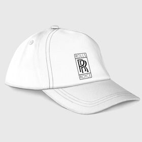 Бейсболка с принтом Rolls-Royce logo в Белгороде, 100% хлопок | классический козырек, металлическая застежка-регулятор размера | Тематика изображения на принте: rolls royce | rr | автобренды | автолюбителям | бренд | логотип | ролл ройс | ролс ройс