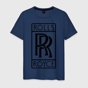 Мужская футболка хлопок с принтом Rolls-Royce logo в Белгороде, 100% хлопок | прямой крой, круглый вырез горловины, длина до линии бедер, слегка спущенное плечо. | rolls royce | rr | автобренды | автолюбителям | бренд | логотип | ролл ройс | ролс ройс