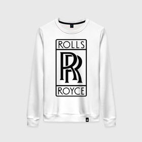 Женский свитшот хлопок с принтом Rolls-Royce logo в Белгороде, 100% хлопок | прямой крой, круглый вырез, на манжетах и по низу широкая трикотажная резинка  | rolls royce | rr | автобренды | автолюбителям | бренд | логотип | ролл ройс | ролс ройс