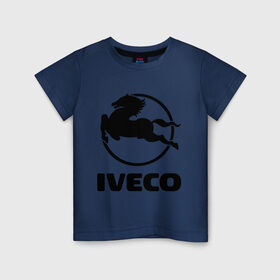 Детская футболка хлопок с принтом Iveco в Белгороде, 100% хлопок | круглый вырез горловины, полуприлегающий силуэт, длина до линии бедер | iveco | автобренды | автолюбителям | бренд | ивеко | логотип