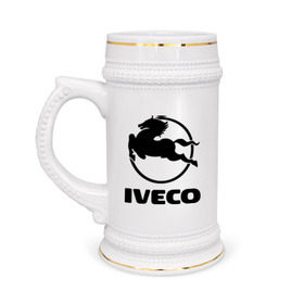 Кружка пивная с принтом Iveco в Белгороде,  керамика (Материал выдерживает высокую температуру, стоит избегать резкого перепада температур) |  объем 630 мл | iveco | автобренды | автолюбителям | бренд | ивеко | логотип