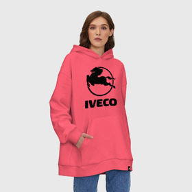 Худи SuperOversize хлопок с принтом Iveco в Белгороде, 70% хлопок, 30% полиэстер, мягкий начес внутри | карман-кенгуру, эластичная резинка на манжетах и по нижней кромке, двухслойный капюшон
 | iveco | автобренды | автолюбителям | бренд | ивеко | логотип