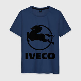 Мужская футболка хлопок с принтом Iveco в Белгороде, 100% хлопок | прямой крой, круглый вырез горловины, длина до линии бедер, слегка спущенное плечо. | Тематика изображения на принте: iveco | автобренды | автолюбителям | бренд | ивеко | логотип