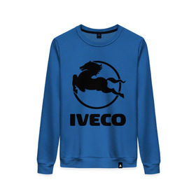 Женский свитшот хлопок с принтом Iveco в Белгороде, 100% хлопок | прямой крой, круглый вырез, на манжетах и по низу широкая трикотажная резинка  | iveco | автобренды | автолюбителям | бренд | ивеко | логотип