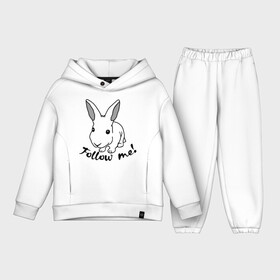 Детский костюм хлопок Oversize с принтом Следуй за белым кроликом. в Белгороде,  |  | alice in wonderland | follow me | алиса в стране чудес | животное | заяц | зверь | кролик | следуй за мной