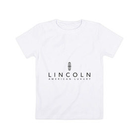 Детская футболка хлопок с принтом Lincoln logo в Белгороде, 100% хлопок | круглый вырез горловины, полуприлегающий силуэт, длина до линии бедер | lincoln | автобренды | автолюбителям | бренд | линкольн | логотип