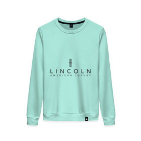 Женский свитшот хлопок с принтом Lincoln logo в Белгороде, 100% хлопок | прямой крой, круглый вырез, на манжетах и по низу широкая трикотажная резинка  | lincoln | автобренды | автолюбителям | бренд | линкольн | логотип