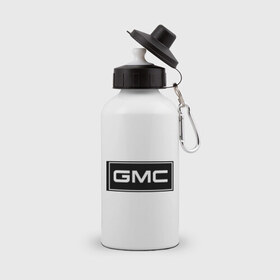 Бутылка спортивная с принтом GMC logo в Белгороде, металл | емкость — 500 мл, в комплекте две пластиковые крышки и карабин для крепления | gmc | дженерал моторс | логотип | машина