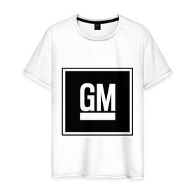 Мужская футболка хлопок с принтом GM в Белгороде, 100% хлопок | прямой крой, круглый вырез горловины, длина до линии бедер, слегка спущенное плечо. | gmc | дженерал моторс | логотип | машина