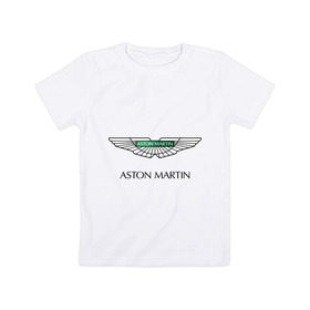 Детская футболка хлопок с принтом Aston Martin logo в Белгороде, 100% хлопок | круглый вырез горловины, полуприлегающий силуэт, длина до линии бедер | Тематика изображения на принте: aston martin | автобренды | автолюбителям | астин мартин | астон мартин | бренд | для автовладельцев | для автолюбителей | логотип