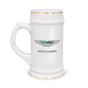 Кружка пивная с принтом Aston Martin logo в Белгороде,  керамика (Материал выдерживает высокую температуру, стоит избегать резкого перепада температур) |  объем 630 мл | aston martin | автобренды | автолюбителям | астин мартин | астон мартин | бренд | для автовладельцев | для автолюбителей | логотип