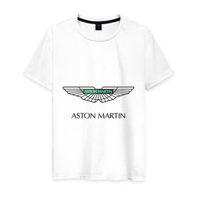 Мужская футболка хлопок с принтом Aston Martin logo в Белгороде, 100% хлопок | прямой крой, круглый вырез горловины, длина до линии бедер, слегка спущенное плечо. | Тематика изображения на принте: aston martin | автобренды | автолюбителям | астин мартин | астон мартин | бренд | для автовладельцев | для автолюбителей | логотип