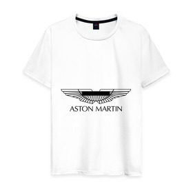 Мужская футболка хлопок с принтом Logo Aston Martin в Белгороде, 100% хлопок | прямой крой, круглый вырез горловины, длина до линии бедер, слегка спущенное плечо. | aston martin | автобренды | автолюбителям | астин мартин | астон мартин | бренд | для автовладельцев | для автолюбителей | логотип
