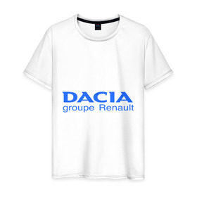 Мужская футболка хлопок с принтом Dacia в Белгороде, 100% хлопок | прямой крой, круглый вырез горловины, длина до линии бедер, слегка спущенное плечо. | Тематика изображения на принте: dacia | автобренды | автолюбителям | бренд | дачия | для автовладельцев | для автолюбителей | логотип
