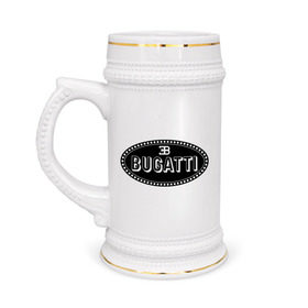 Кружка пивная с принтом Bugatti logo в Белгороде,  керамика (Материал выдерживает высокую температуру, стоит избегать резкого перепада температур) |  объем 630 мл | bugati | bugatti | автобренды | автолюбителям | бренд | бугати | бугатти | для автовладельцев | для автолюбителей | логотип