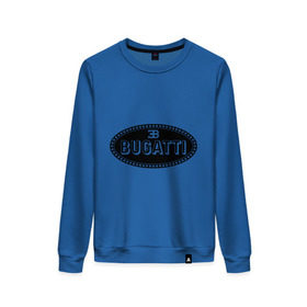 Женский свитшот хлопок с принтом Bugatti logo в Белгороде, 100% хлопок | прямой крой, круглый вырез, на манжетах и по низу широкая трикотажная резинка  | bugati | bugatti | автобренды | автолюбителям | бренд | бугати | бугатти | для автовладельцев | для автолюбителей | логотип