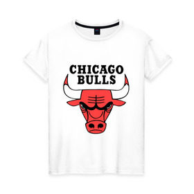 Женская футболка хлопок с принтом Chicago bulls logo в Белгороде, 100% хлопок | прямой крой, круглый вырез горловины, длина до линии бедер, слегка спущенное плечо | chicago bulls | newtop | swag | swag style | toplanding | одежда сваг | сваг | сваг стиль | свег | свог | свэг | чикаго булз