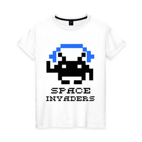 Женская футболка хлопок с принтом Космический захватчик (space invaders) в Белгороде, 100% хлопок | прямой крой, круглый вырез горловины, длина до линии бедер, слегка спущенное плечо | space invaders | космический захватчик