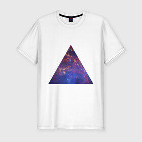 Мужская футболка премиум с принтом Triangle в Белгороде, 92% хлопок, 8% лайкра | приталенный силуэт, круглый вырез ворота, длина до линии бедра, короткий рукав | интернет приколы | космическая тема | космос | пирамида | треугольник
