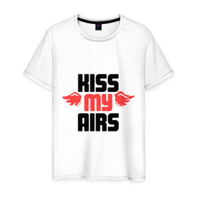 Мужская футболка хлопок с принтом Kiss my airs в Белгороде, 100% хлопок | прямой крой, круглый вырез горловины, длина до линии бедер, слегка спущенное плечо. | swag | swag style | одежда сваг | сваг | сваг стиль | свег | свог | свэг