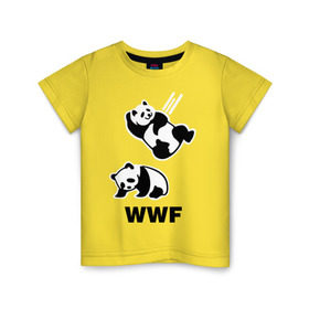Детская футболка хлопок с принтом Панда WWF Wrestling Challenge в Белгороде, 100% хлопок | круглый вырез горловины, полуприлегающий силуэт, длина до линии бедер | панда