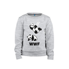 Детский свитшот хлопок с принтом Панда WWF Wrestling Challenge в Белгороде, 100% хлопок | круглый вырез горловины, эластичные манжеты, пояс и воротник | панда