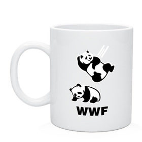 Кружка с принтом Панда WWF Wrestling Challenge в Белгороде, керамика | объем — 330 мл, диаметр — 80 мм. Принт наносится на бока кружки, можно сделать два разных изображения | Тематика изображения на принте: панда