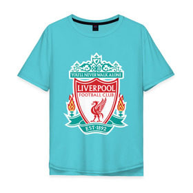 Мужская футболка хлопок Oversize с принтом Liverpool logo в Белгороде, 100% хлопок | свободный крой, круглый ворот, “спинка” длиннее передней части | ливерпуль