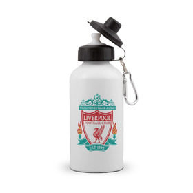 Бутылка спортивная с принтом Liverpool logo в Белгороде, металл | емкость — 500 мл, в комплекте две пластиковые крышки и карабин для крепления | Тематика изображения на принте: ливерпуль