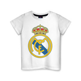 Детская футболка хлопок с принтом Real Madrid в Белгороде, 100% хлопок | круглый вырез горловины, полуприлегающий силуэт, длина до линии бедер | real madrid | реал | реал мадрид | фанаты | фк | футбол | футбольные клубы | футбольным фанатам