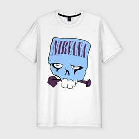 Мужская футболка премиум с принтом Nirvana Skull в Белгороде, 92% хлопок, 8% лайкра | приталенный силуэт, круглый вырез ворота, длина до линии бедра, короткий рукав | 