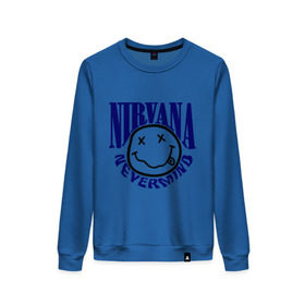 Женский свитшот хлопок с принтом Nevermind Nirvana в Белгороде, 100% хлопок | прямой крой, круглый вырез, на манжетах и по низу широкая трикотажная резинка  | kurt kobain | nirvana | курт кобейн | музыкальные группы | нирвана | рок группы