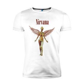 Мужская футболка премиум с принтом Like an angel в Белгороде, 92% хлопок, 8% лайкра | приталенный силуэт, круглый вырез ворота, длина до линии бедра, короткий рукав | kurt kobain | nirvana | курт кобейн | музыкальные группы | нирвана | рок группы