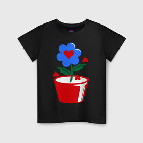Детская футболка хлопок с принтом Цветочек любви в Белгороде, 100% хлопок | круглый вырез горловины, полуприлегающий силуэт, длина до линии бедер | для семьи | комплект семейный | ребенок | семейные | цветочек любви