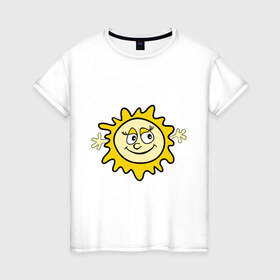 Женская футболка хлопок с принтом Солнышко мама в Белгороде, 100% хлопок | прямой крой, круглый вырез горловины, длина до линии бедер, слегка спущенное плечо | для семьи | комплект семейный | мама | семейные | солнце