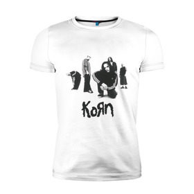 Мужская футболка премиум с принтом Korn 5 в Белгороде, 92% хлопок, 8% лайкра | приталенный силуэт, круглый вырез ворота, длина до линии бедра, короткий рукав | Тематика изображения на принте: corn | корн | метал | металика | панк рок | рок