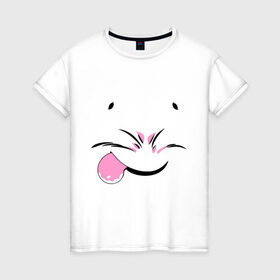 Женская футболка хлопок с принтом Довольная мордочка в Белгороде, 100% хлопок | прямой крой, круглый вырез горловины, длина до линии бедер, слегка спущенное плечо | девушкам | мордочка | мышка | хомяк