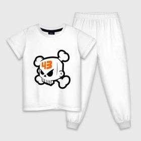 Детская пижама хлопок с принтом Ken Block Skull в Белгороде, 100% хлопок |  брюки и футболка прямого кроя, без карманов, на брюках мягкая резинка на поясе и по низу штанин
 | антибренд | кости | череп
