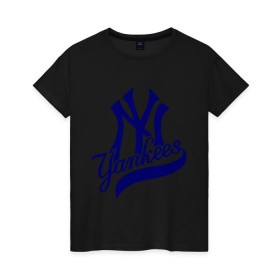 Женская футболка хлопок с принтом NY - Yankees в Белгороде, 100% хлопок | прямой крой, круглый вырез горловины, длина до линии бедер, слегка спущенное плечо | new york yankees | swag | нью йорк янкис | сваг | свэг