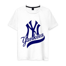 Мужская футболка хлопок с принтом NY - Yankees в Белгороде, 100% хлопок | прямой крой, круглый вырез горловины, длина до линии бедер, слегка спущенное плечо. | new york yankees | swag | нью йорк янкис | сваг | свэг
