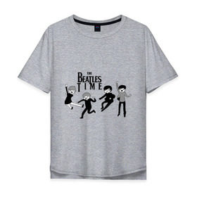 Мужская футболка хлопок Oversize с принтом The Beatles time в Белгороде, 100% хлопок | свободный крой, круглый ворот, “спинка” длиннее передней части | beatles | битлз | битлс | время битлов
