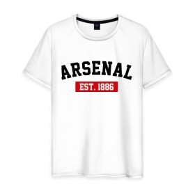 Мужская футболка хлопок с принтом FC Arsenal Est. 1886 в Белгороде, 100% хлопок | прямой крой, круглый вырез горловины, длина до линии бедер, слегка спущенное плечо. | арсенал