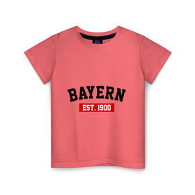 Детская футболка хлопок с принтом FC Bayern Est. 1900 в Белгороде, 100% хлопок | круглый вырез горловины, полуприлегающий силуэт, длина до линии бедер | Тематика изображения на принте: bayern | fc bayern | fc bayern est 1900 | баерн