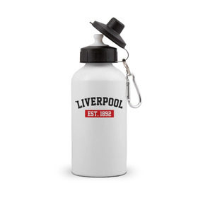 Бутылка спортивная с принтом FC Liverpool Est. 1892 в Белгороде, металл | емкость — 500 мл, в комплекте две пластиковые крышки и карабин для крепления | ливерпуль