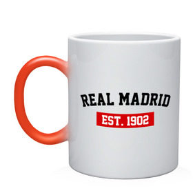 Кружка хамелеон с принтом FC Real Madrid Est. 1902 в Белгороде, керамика | меняет цвет при нагревании, емкость 330 мл | fc real madrid | fc real madrid est 1902 | real madrid | реал мадрид | фк реал мадрид