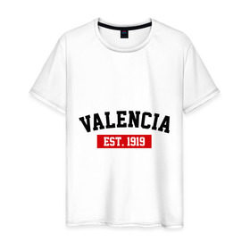 Мужская футболка хлопок с принтом FC Valencia Est. 1919 в Белгороде, 100% хлопок | прямой крой, круглый вырез горловины, длина до линии бедер, слегка спущенное плечо. | Тематика изображения на принте: fc valencia | fc valencia est 1919 | valencia | валенсия | фк валенсия