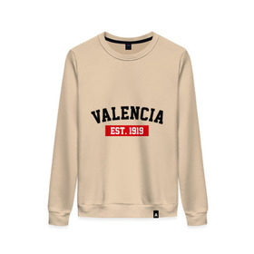 Женский свитшот хлопок с принтом FC Valencia Est. 1919 в Белгороде, 100% хлопок | прямой крой, круглый вырез, на манжетах и по низу широкая трикотажная резинка  | fc valencia | fc valencia est 1919 | valencia | валенсия | фк валенсия