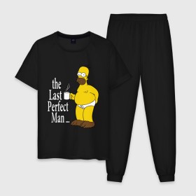 Мужская пижама хлопок с принтом Homer (The Last Perfect Man...) в Белгороде, 100% хлопок | брюки и футболка прямого кроя, без карманов, на брюках мягкая резинка на поясе и по низу штанин
 | гомер
